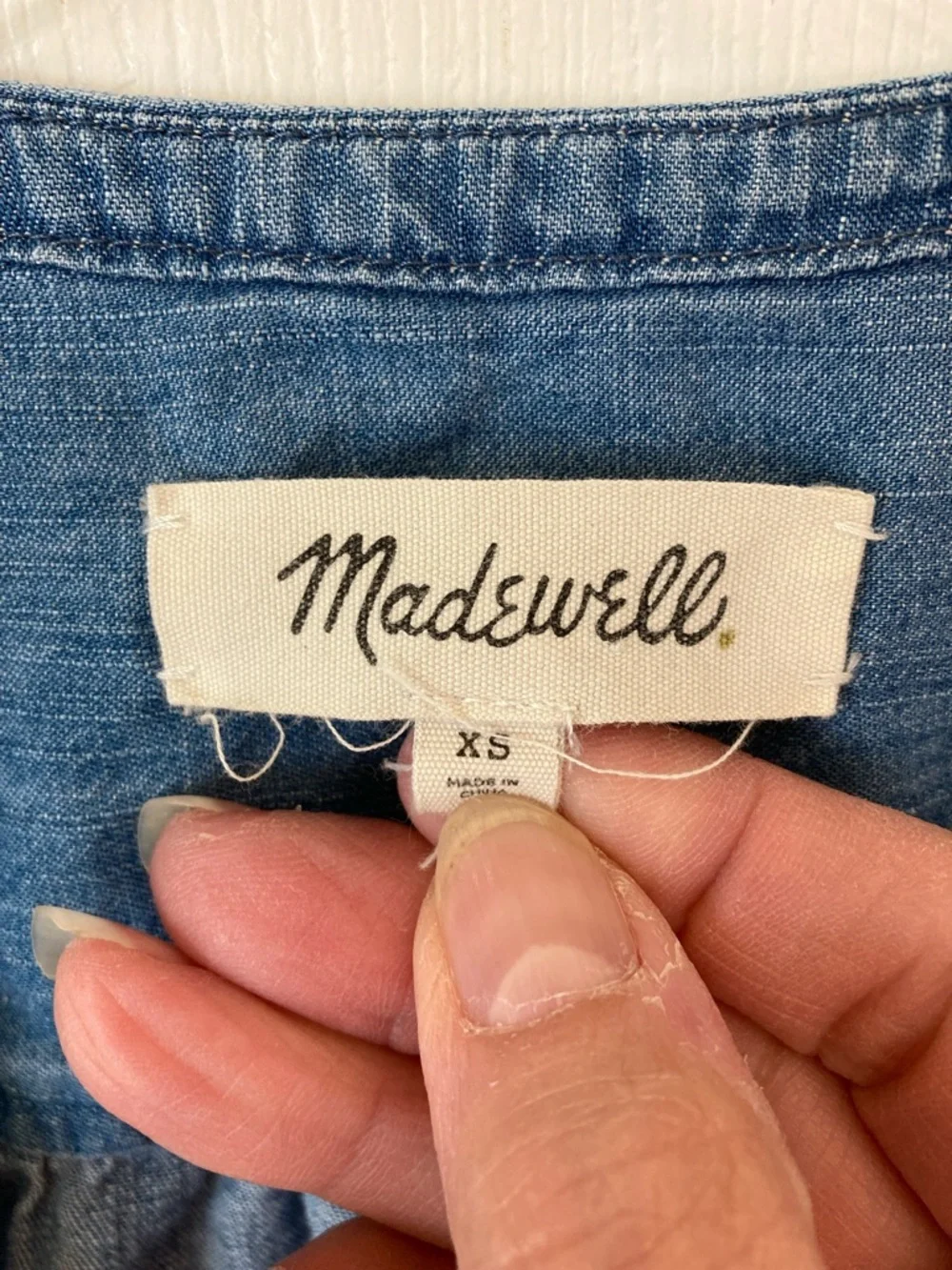 Madewell Chambray Wrap Blouse in Light Blue - Picture 2 of 8